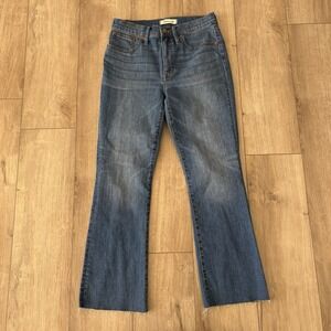 Madewell Women's Cali Demi Boot Step Raw Hem Stretch Denim Jeans Size 28